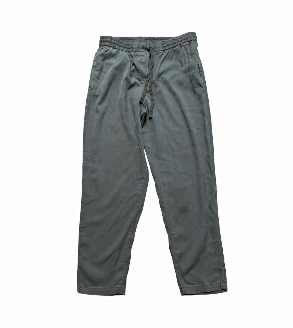 Talbots Women's Gray Solid Flat Front Drawstring Pants Pockets Lyocell M
